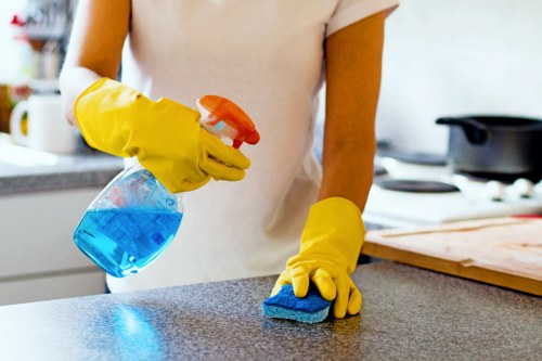 Well-maintained office space showing workplace cleaning routine