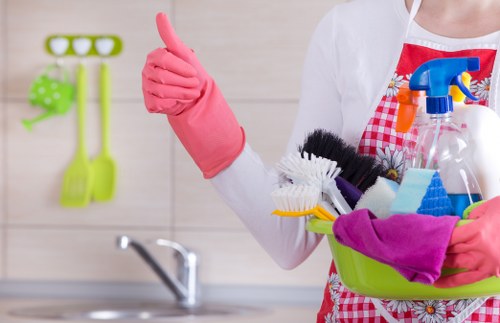 Commercial cleaning supplies and organized workplace sanitation tools
