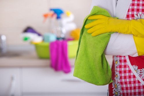 Wiping the oven door glass during a deep clean